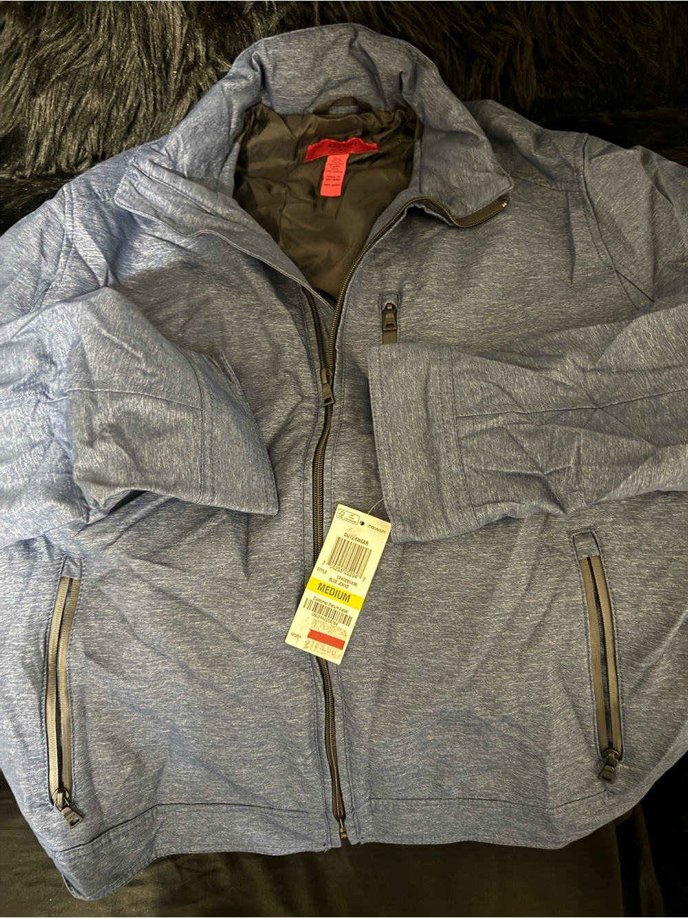 Alfani Men's Heathered Blue Zip-Up Puffer Jacket